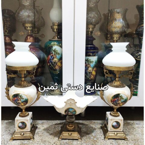 تولیدی چراغ لاله شمعدان برنجی سرامیکی