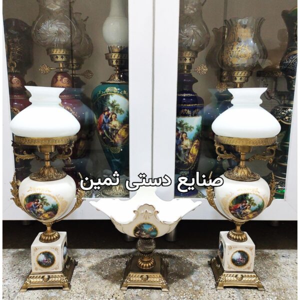 تولیدی چراغ لاله شمعدان برنجی سرامیکی