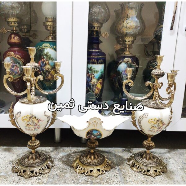تولیدی شمعدان برنجی پنج شعله جاشمعی پنج شاخه برنزی