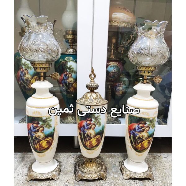ست شمعدان چراغ پایه برنجی  اصل و ایتالیایی