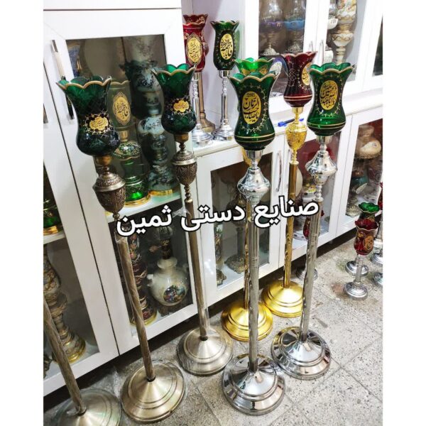 چراغ لاله شمعدان مذهبی کنار منبری ستون فلز محکم