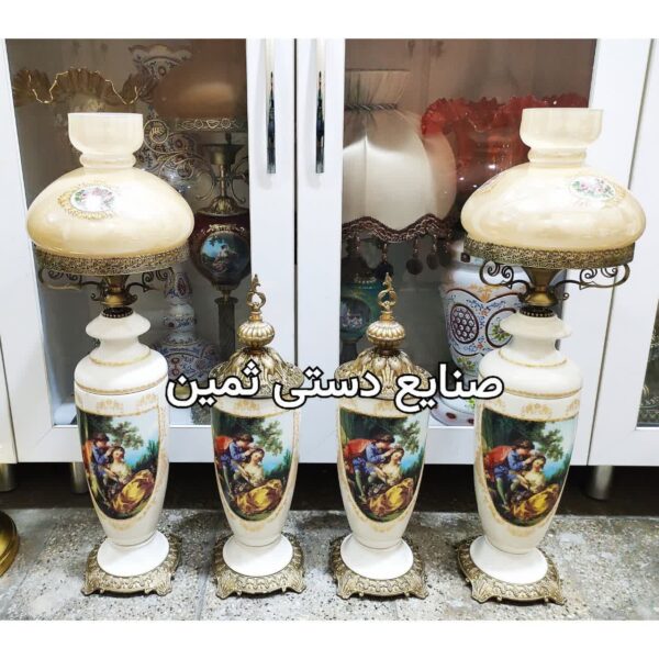 ست چراغ شمعدان پایه برنزی (برنجی) اصل ایتالیایی