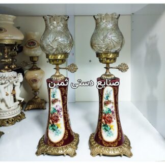 چراغ شمعدان لاله پایه اصل برنزی ستون ایتالیایی