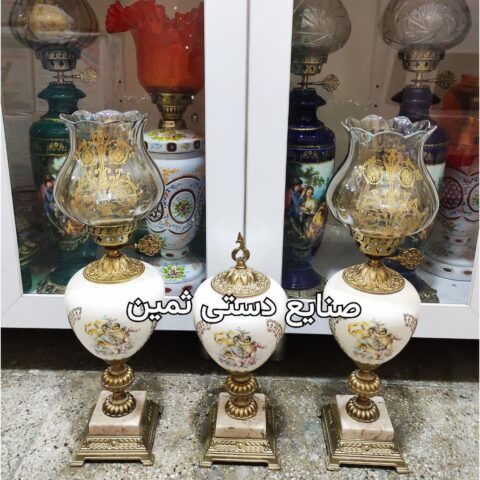 چراغ شمعدان پایه برنزی اصل ایتالیایی