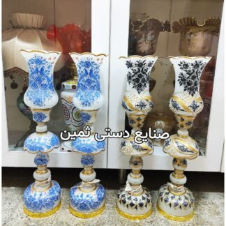 چراغ لاله شمعدان گل و پرنده اثر هنری دست
