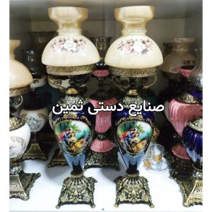 چراغ لاله شمعدان آنتیک لیلی مجنون سرمه ای