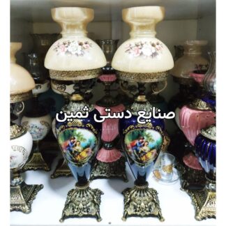 چراغ لاله شمعدان آنتیک لیلی مجنون سرمه ای