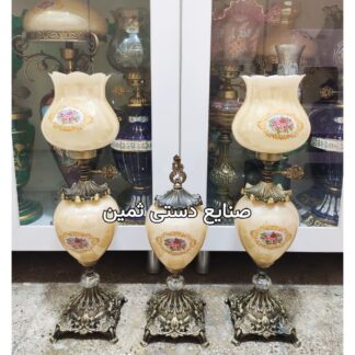 ست شمعدان چراغ لاله کرمی