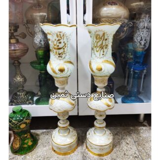 چراغ لاله شمعدان مذهبی مات کاری برجسته