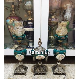 ست شمعدان چراغ لاله آنتیک برنزی فرشته