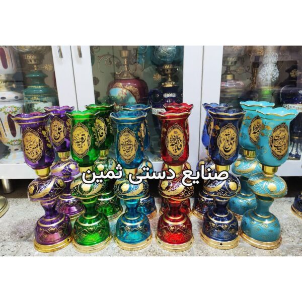 چراغ لاله شمعدان مذهبی کنار منبری هیئت