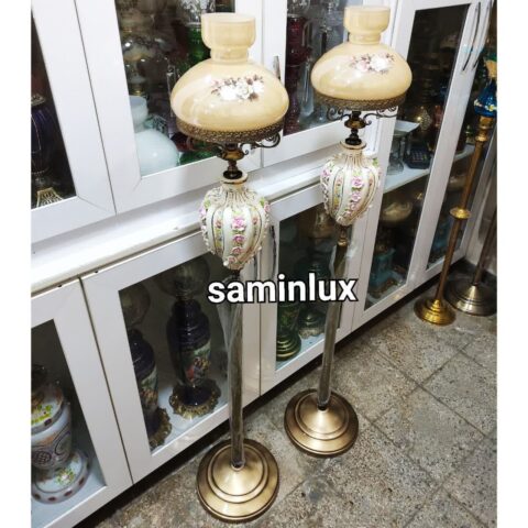 چراغ شمعدان کنار سالنی آبکاری آنتیک