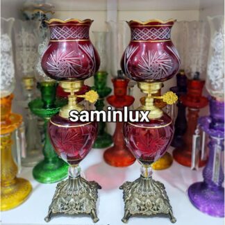 چراغ شمعدان لاله آنتیک تراش کریستالی