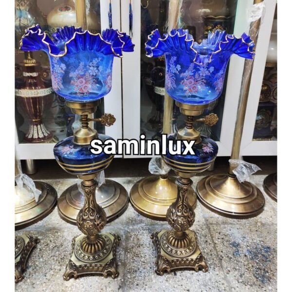 چراغ شمعدان لاله لب چین آنتیک برنزی