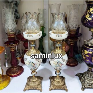 چراغ شمعدان لاله پایه برنزی سه فرشته برنجی