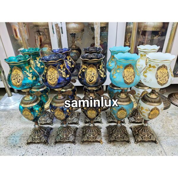 چراغ شمعدان لاله رومیزی مذهبی کنارمنبری برنزی