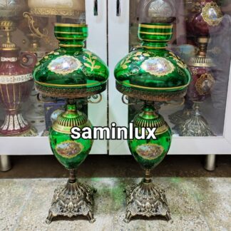 چراغ شمعدان لاله مذهبی و لیلی مجنون آنتیک برنزی