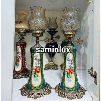 چراغ شمعدان لاله  آنتیک ستون چینی ایتالیایی ایفل گل رز