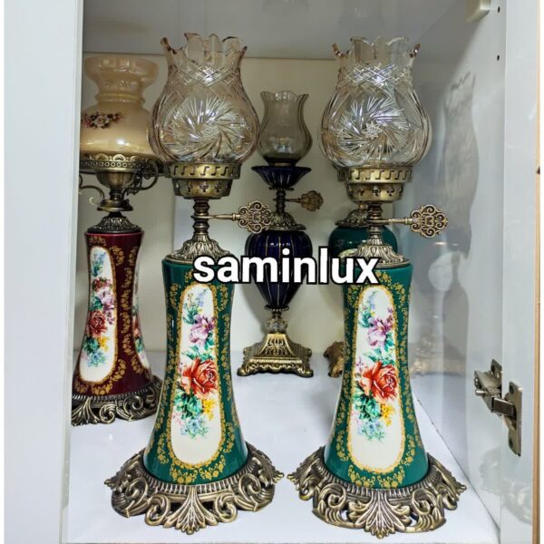 چراغ شمعدان لاله  آنتیک ستون چینی ایتالیایی ایفل گل رز