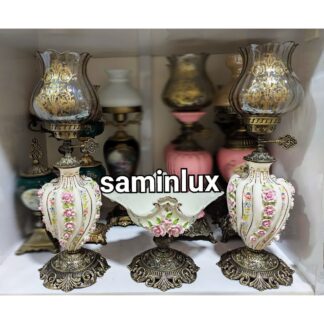 ست شمعدان چراغ گل برجسته آنتیک