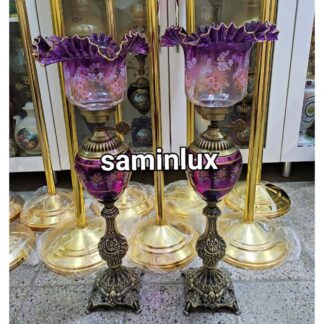 چراغ شمعدان لاله لب چین آنتیک رنگ بنفش