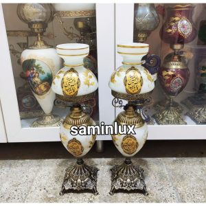 چراغ شمعدان لاله  مذهبی آنتیک برنزی ثمین