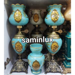 چراغ لاله شمعدان مذهبی آنتیک برنزی کنار سالنی هیئت