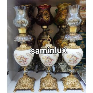 ست سه تیکه چراغ لاله شمعدان برنزی فرشته