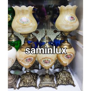 ست سه تیکه چراغ شمعدان لاله برنزی