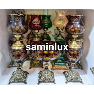 ست کامل چراغ لاله شمعدان آنتیک تراش کریستالی