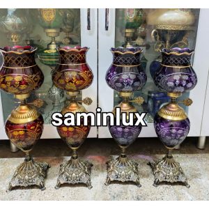 چراغ لاله شمعدان آنتیک تراش کریستالی