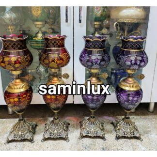چراغ لاله شمعدان آنتیک تراش کریستالی