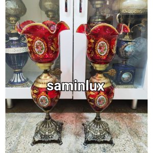 چراغ لاله شمعدان پایه آنتیک لب چین گل رز