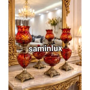 چراغ شمعدان آبکاری آنتیک تراشکاری شده