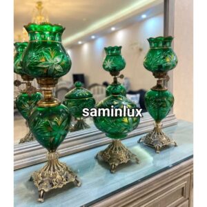 چراغ شمعدان آبکاری آنتیک تراشکاری شده