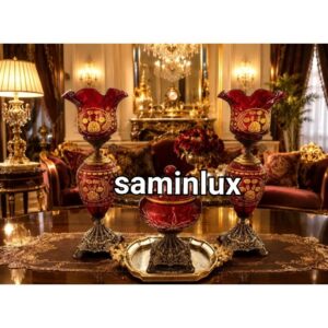چراغ شمعدان آبکاری آنتیک تراشکاری شده