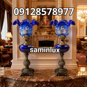 چراغ شمعدان رومیزی لب چین پایه آنتیک