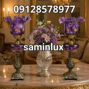 چراغ لاله شمعدان رومیزی پایه آنتیک