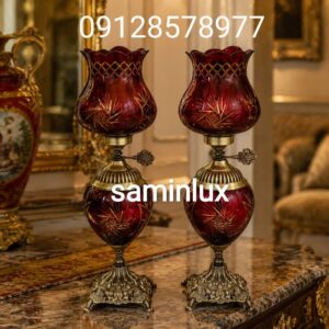 لاله چراغ شمعدان آبکاری آنتیک تراشکاری شده
