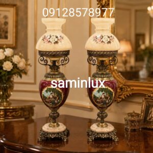 چراغ شمعدان لاله های رومیزی آنتیک
