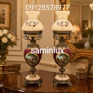 چراغ شمعدان لاله های رومیزی آنتیک