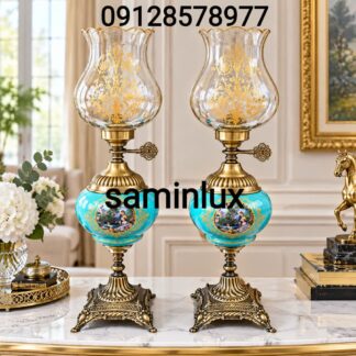 چراغ شمعدان لاله های رومیزی آنتیک