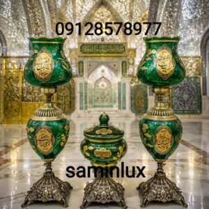 ست چراغ لاله شمعدان مذهبی رومیزی و شکلات خوری و کنار منبری و کنار سالنی هیئت