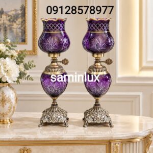 چراغ لاله شمعدان آبکاری آنتیک تراشکاری شده
