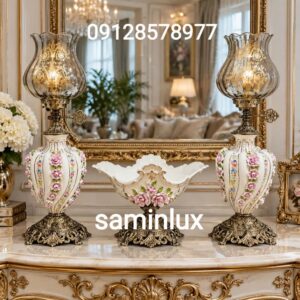 چراغ شمعدان لاله گل برجسته ایتالیایی آنتیک