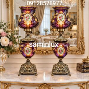 چراغ شمعدان لاله گل رز پایه آنتیک