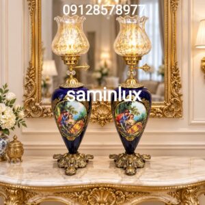 چراغ لاله شمعدان رومیزی برنجی خاص(اصل برنز) ایتالیایی