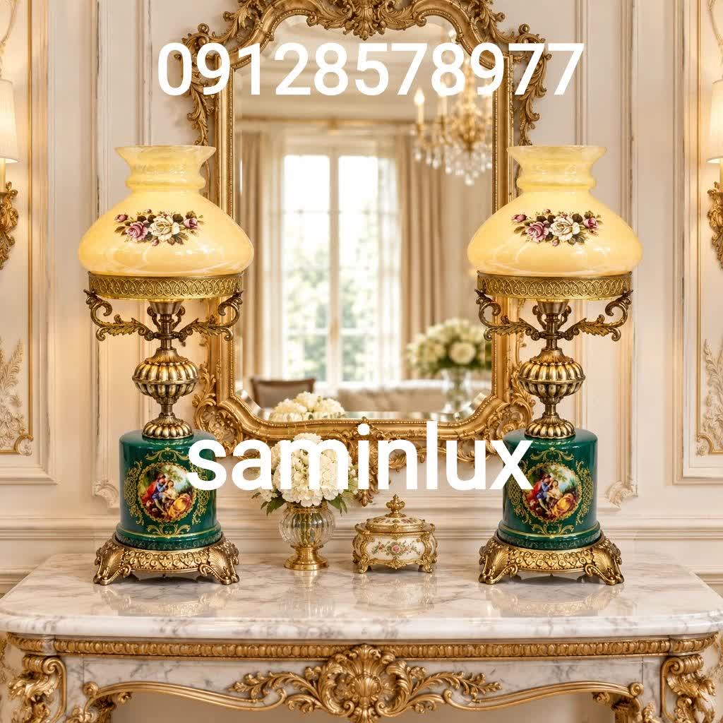 چراغ شمعدان لاله های رومیزی آنتیک